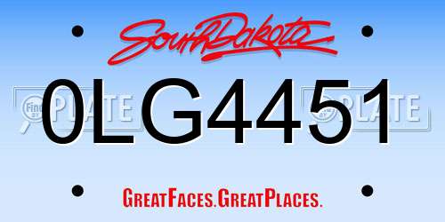 0LG4451 South Dakota License Plate