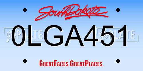 0LGA451 South Dakota License Plate