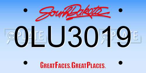 0LU3019 South Dakota License Plate