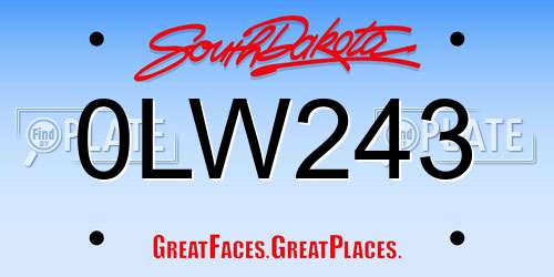 0LW243 South Dakota License Plate