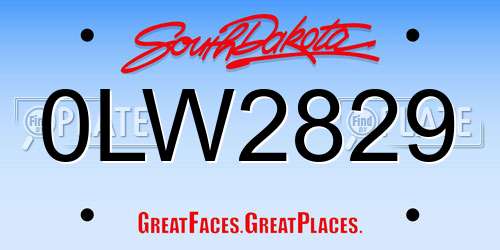 0LW2829 South Dakota License Plate
