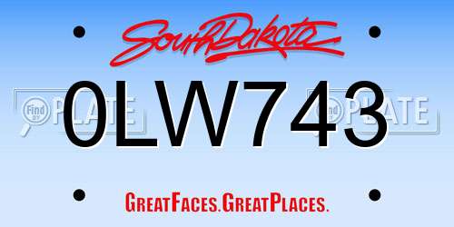 0LW743 South Dakota License Plate