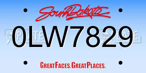 0LW7829 South Dakota License Plate