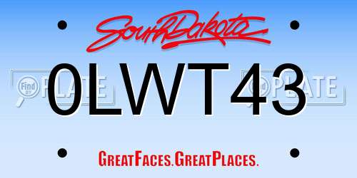 0LWT43 South Dakota License Plate