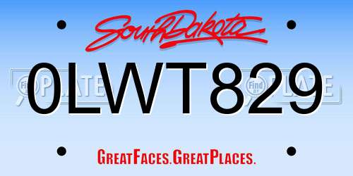 0LWT829 South Dakota License Plate