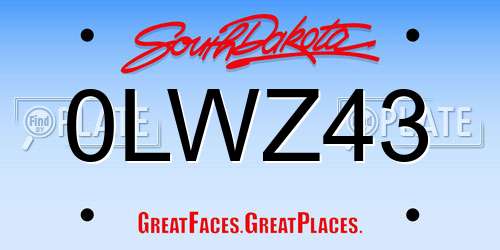 0LWZ43 South Dakota License Plate