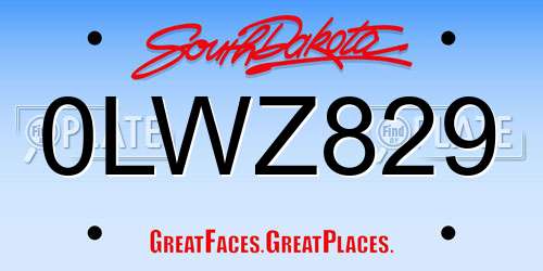 0LWZ829 South Dakota License Plate