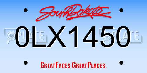 0LX1450 South Dakota License Plate