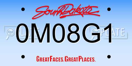 0M08G1 South Dakota License Plate