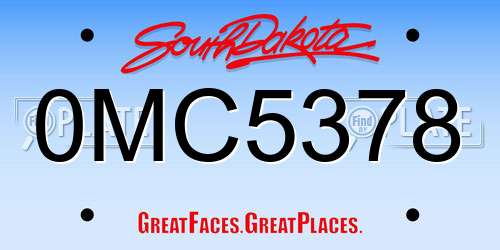 0MC5378 South Dakota License Plate
