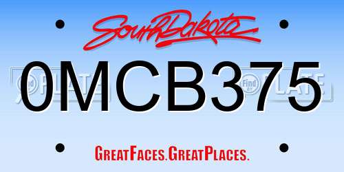 0MCB375 South Dakota License Plate