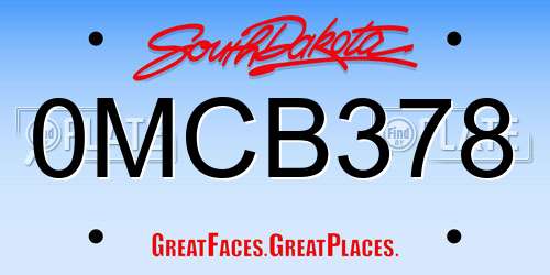 0MCB378 South Dakota License Plate