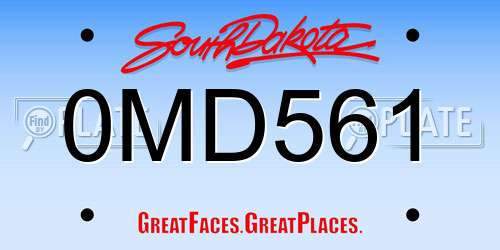 0MD561 South Dakota License Plate