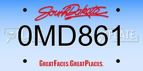 0MD861 South Dakota License Plate