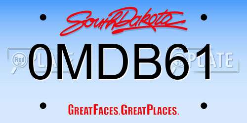 0MDB61 South Dakota License Plate