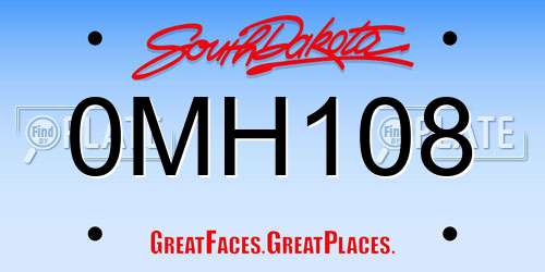 0MH108 South Dakota License Plate