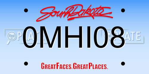 0MHI08 South Dakota License Plate