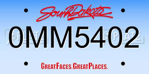 0MM5402 South Dakota License Plate