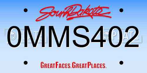 0MMS402 South Dakota License Plate