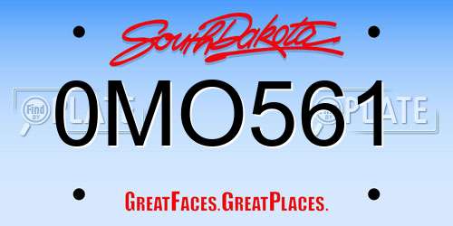 0MO561 South Dakota License Plate