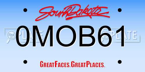 0MOB61 South Dakota License Plate