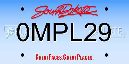 0MPL29 South Dakota License Plate