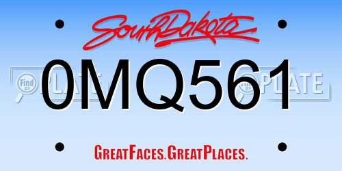 0MQ561 South Dakota License Plate