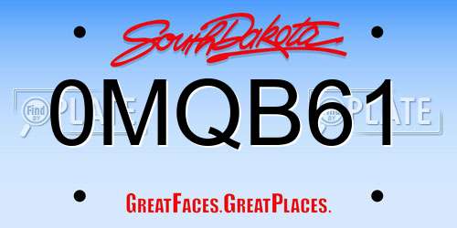 0MQB61 South Dakota License Plate