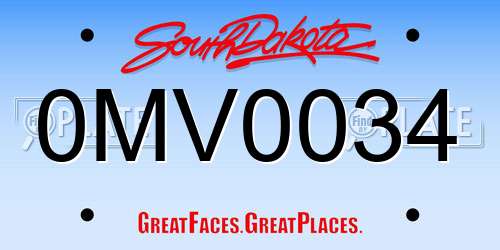 0MV0034 South Dakota License Plate