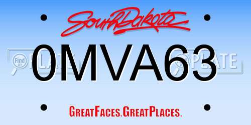 0MVA63 South Dakota License Plate
