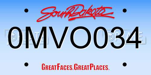 0MVO034 South Dakota License Plate