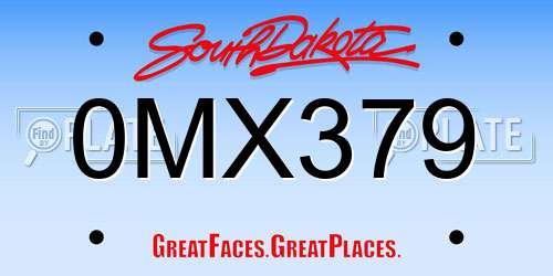0MX379 South Dakota License Plate