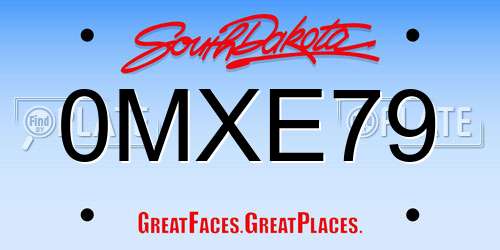 0MXE79 South Dakota License Plate