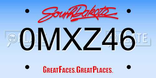 0MXZ46 South Dakota License Plate