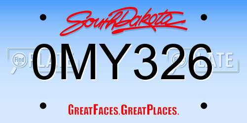 0MY326 South Dakota License Plate