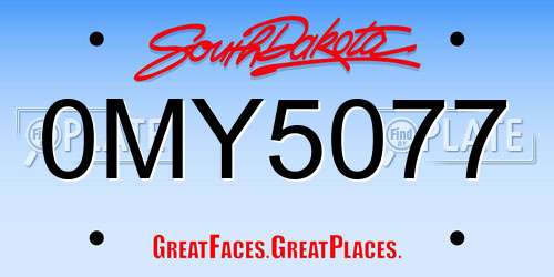 0MY5077 South Dakota License Plate