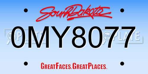 0MY8077 South Dakota License Plate