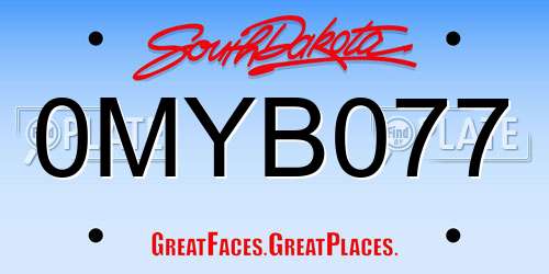 0MYB077 South Dakota License Plate