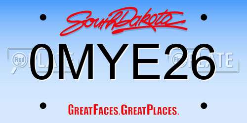 0MYE26 South Dakota License Plate