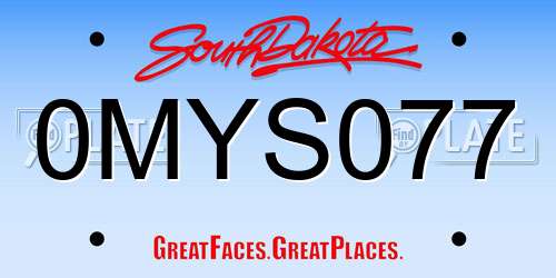 0MYS077 South Dakota License Plate