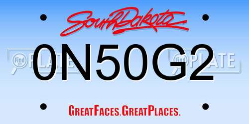 0N50G2 South Dakota License Plate