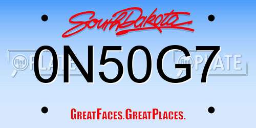 0N50G7 South Dakota License Plate