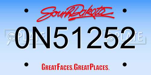 0N51252 South Dakota License Plate