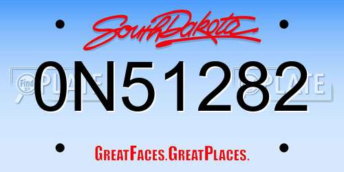 0N51282 South Dakota License Plate