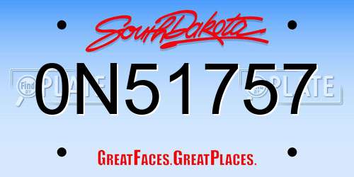 0N51757 South Dakota License Plate