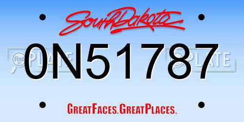 0N51787 South Dakota License Plate