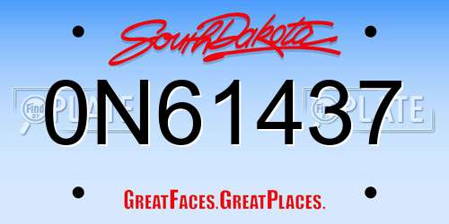0N61437 South Dakota License Plate