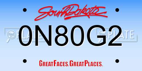 0N80G2 South Dakota License Plate