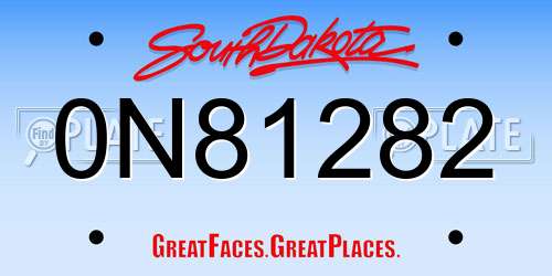 0N81282 South Dakota License Plate