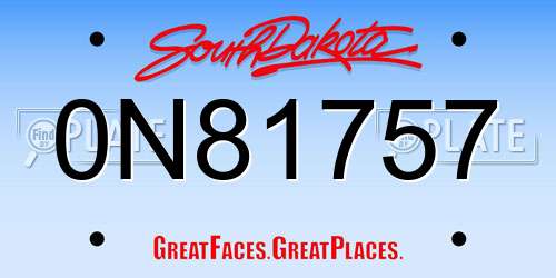 0N81757 South Dakota License Plate